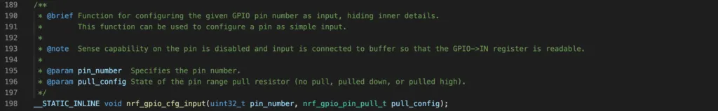 API to configure an input pin