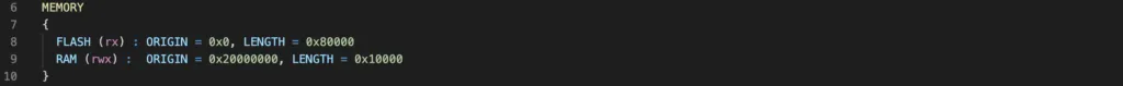 Memory definitions in linker script