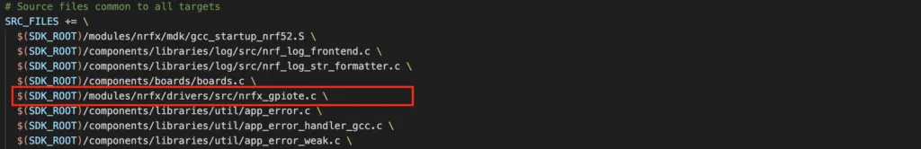 nrfx_gpiote in source file list