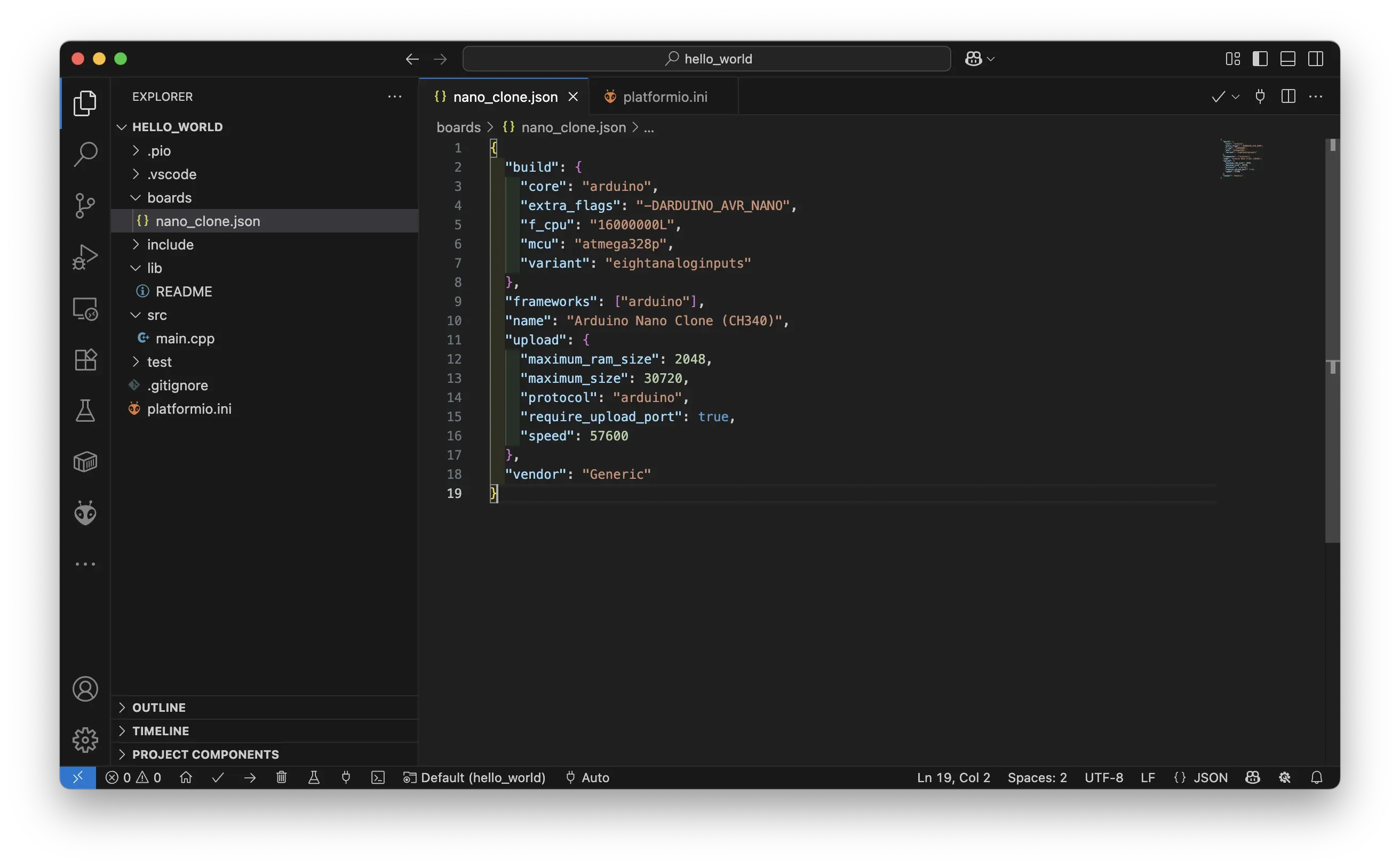 PlatformIO custom board definition