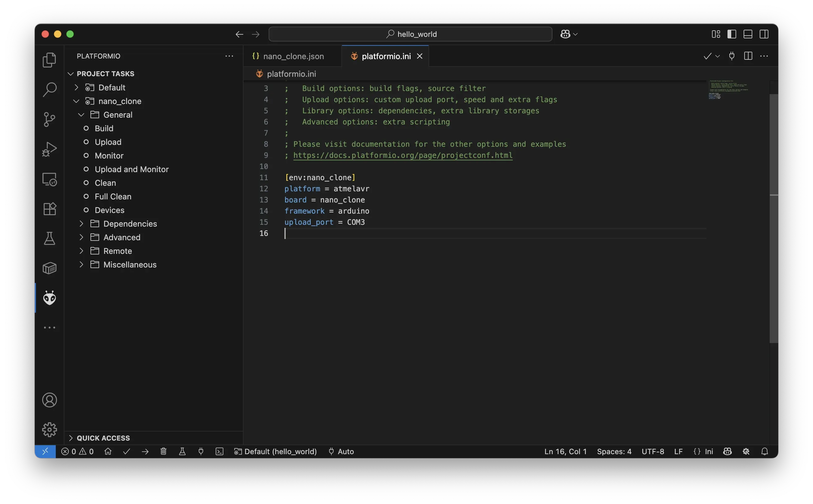 PlatformIO Project Tasks