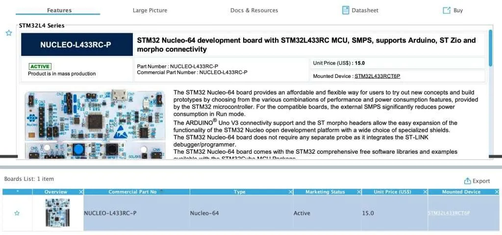 stm32 nucleo l433rc p information in stm32cubeide