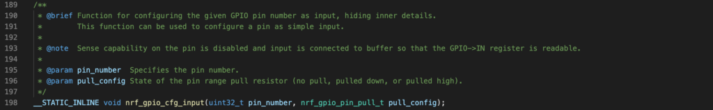  API to configure an input pin 