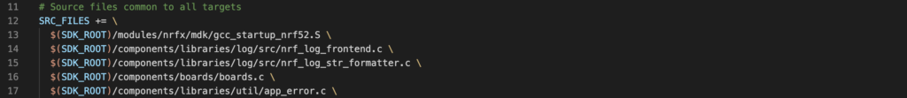  Source file definitions in Makefile 
