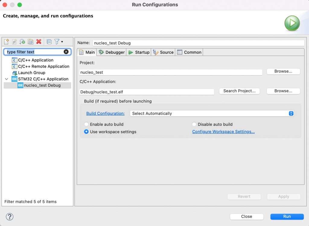  Run configuration 