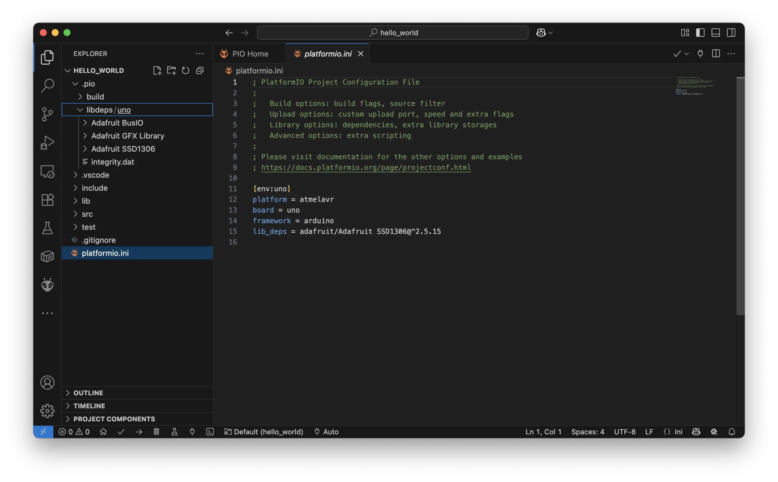 Library added to project in platformIO